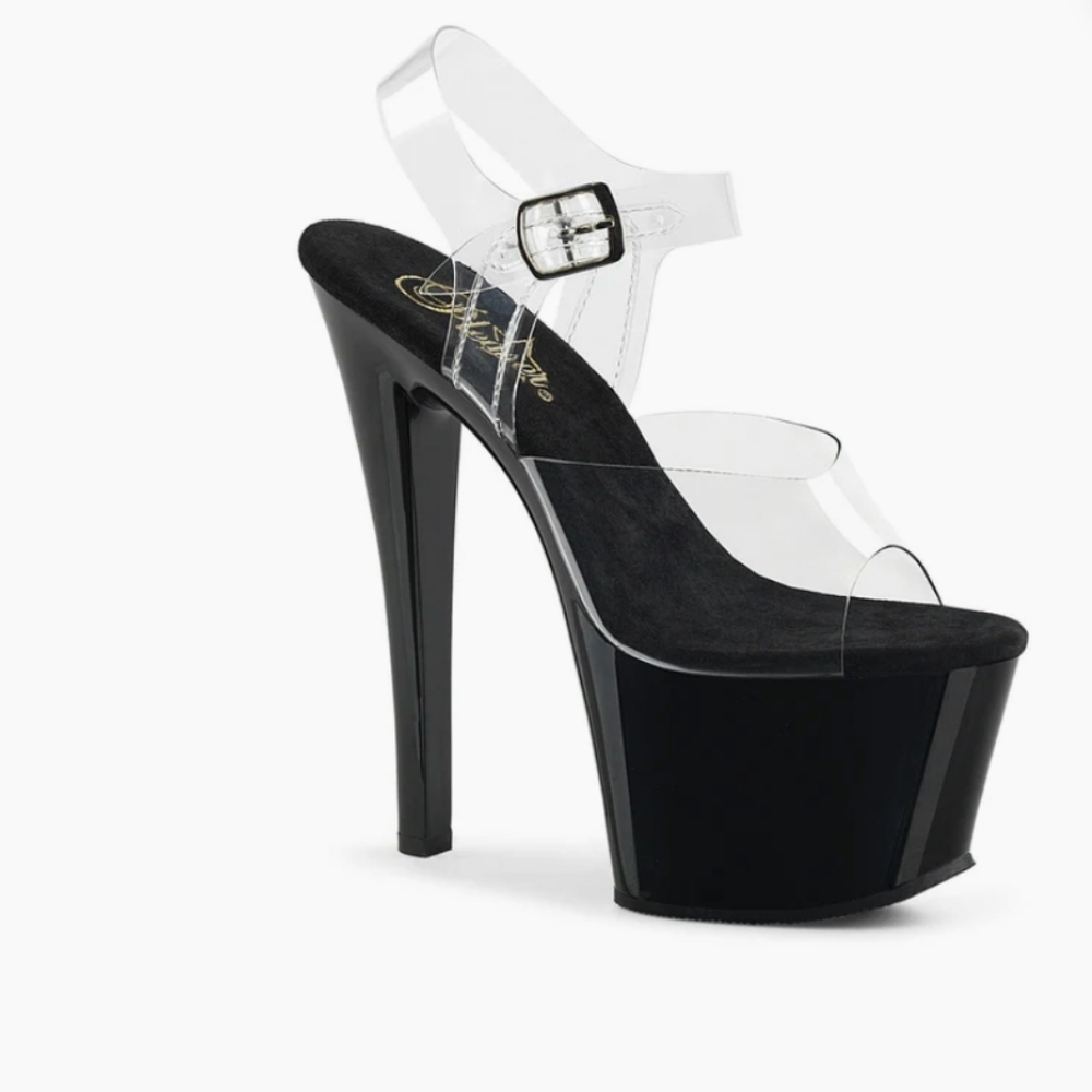 Pleaser Clear Heel Black Platform